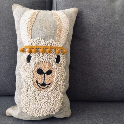 Almohadón con Bordado de Llama